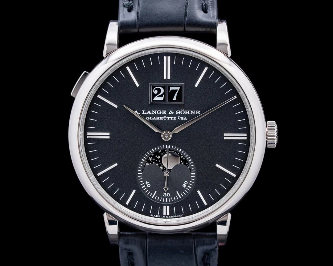 A. Lange & Söhne Saxonia Saxonia Moon Phase 18K White Gold Black Dial 384.029