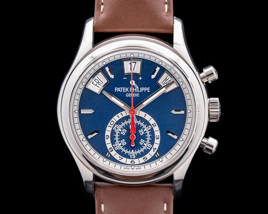 Patek Philippe Complications 5960 Annual Calendar Chronograph 18K White Gold Blue Dial 5960/01G-001