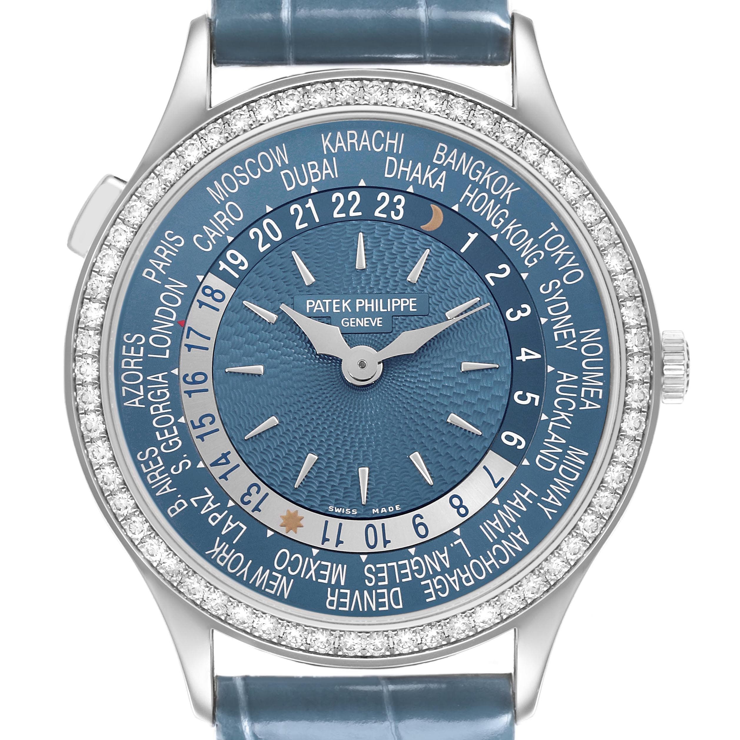 Patek Philippe Complications World Time Complications White Gold Diamond Watch 7130G 7130 7130G-014