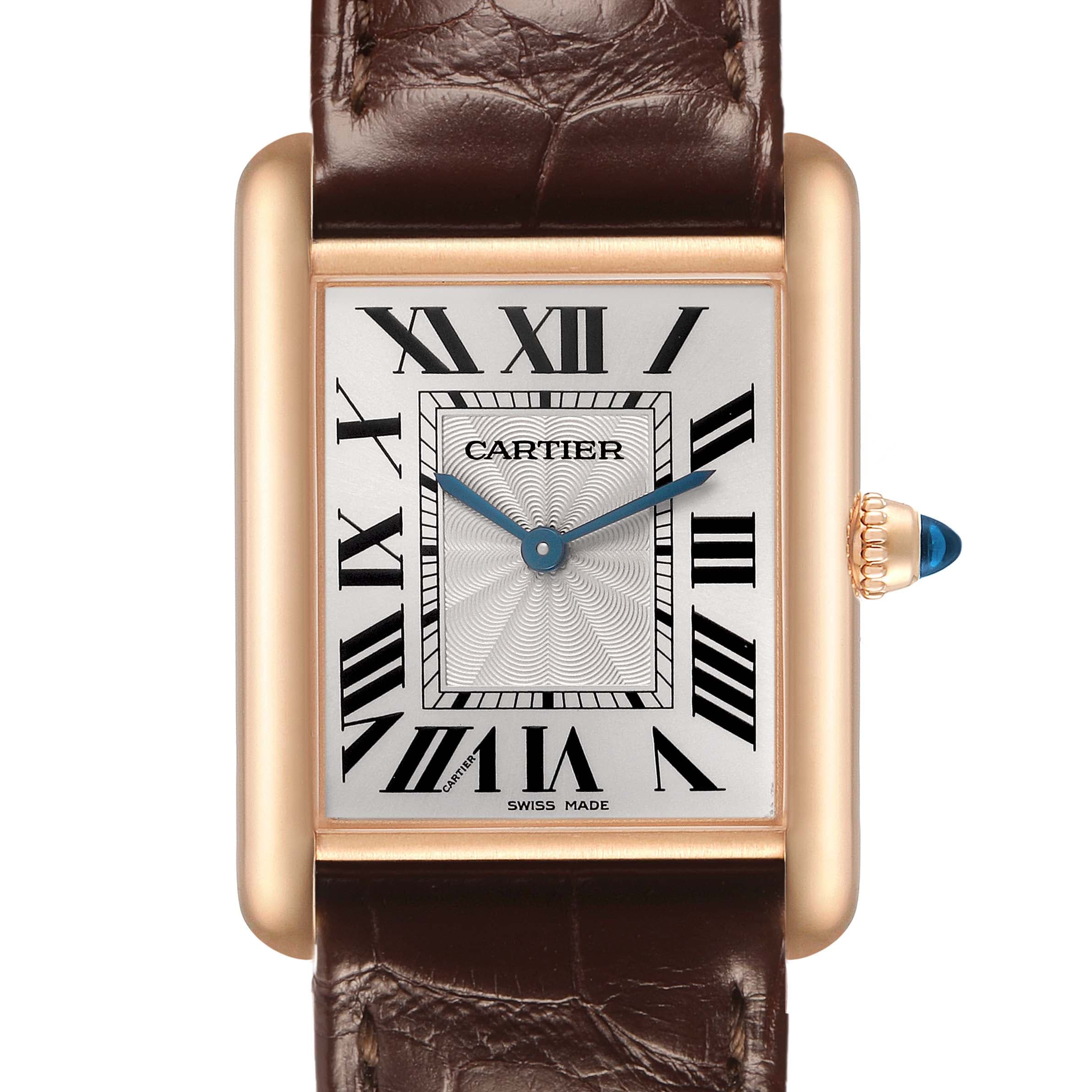 Cartier Tank Louis Rose Gold Silver Roman Dial Card WGTA0011