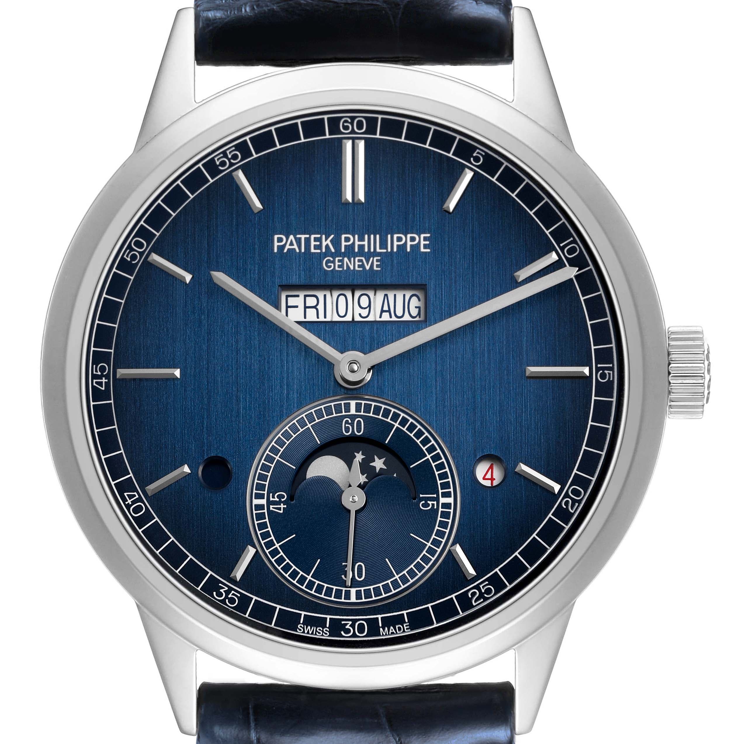 Patek Philippe Grand Complications Perpetual Calendar Platinum Blue Dial Watch 5236P 5236 5236P-001