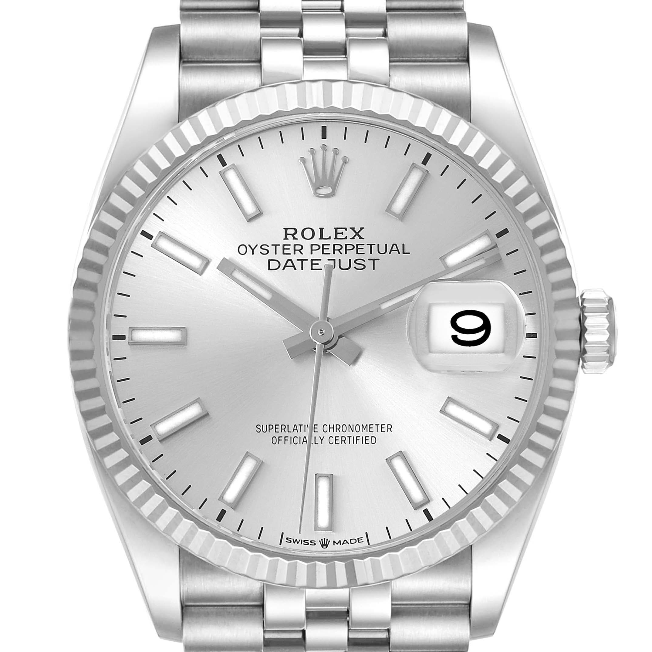 Rolex Oyster Perpetual Datejust Steel White Gold Silver Dial 126234