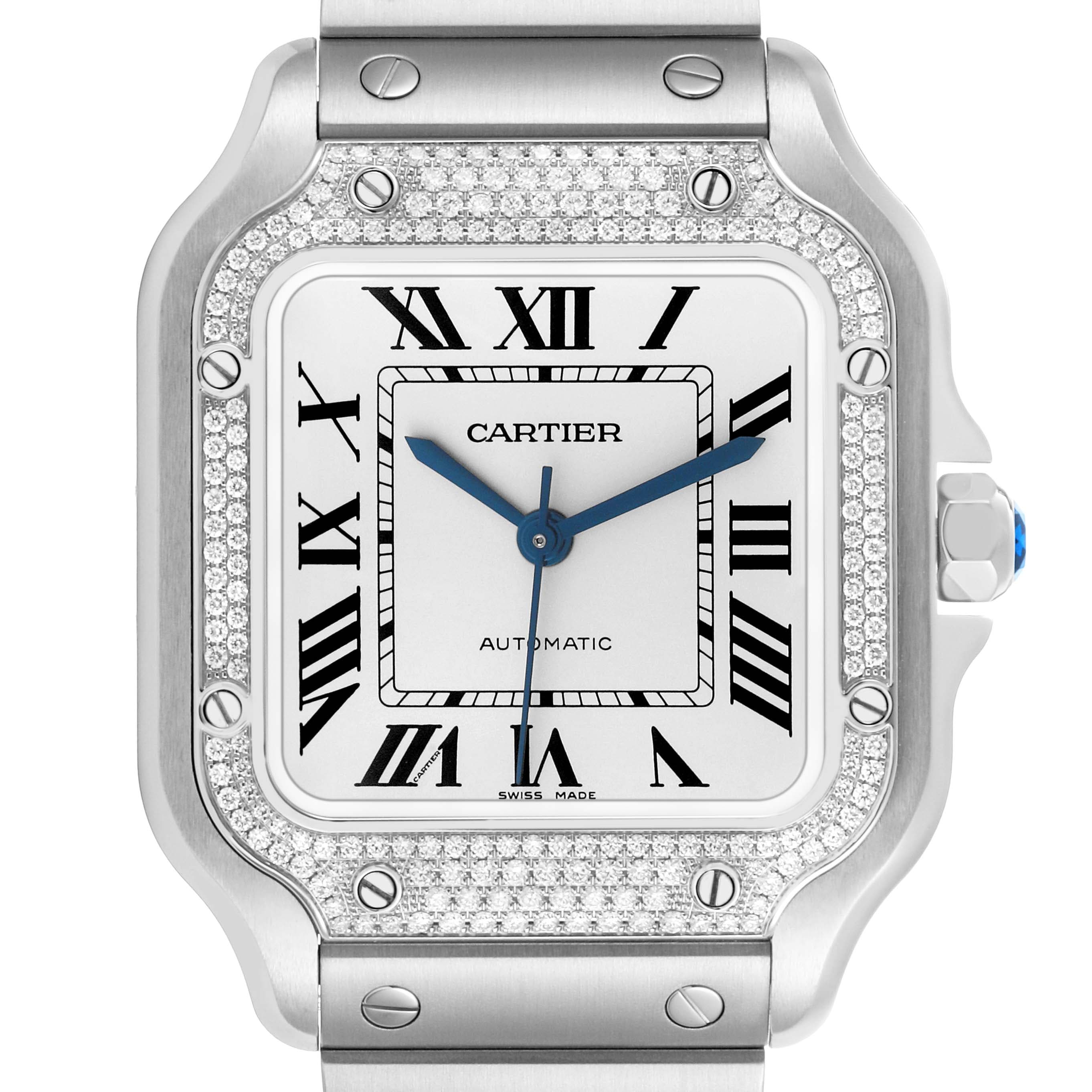 Cartier Santos de Cartier Santos Steel Diamond Silver Dial W4SA0005